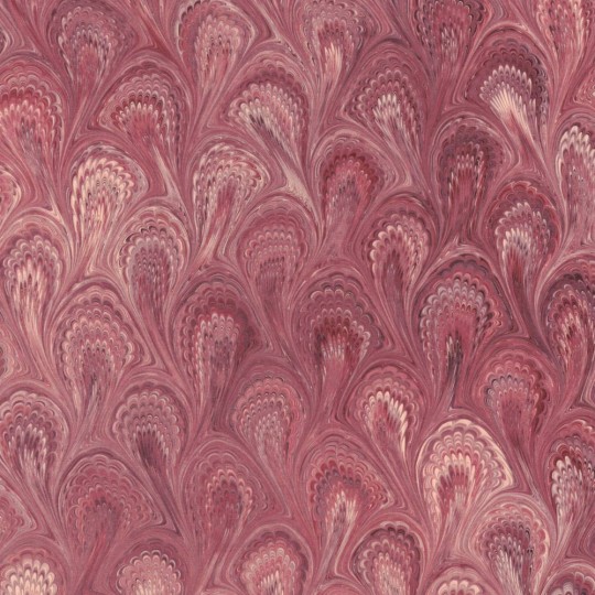 Hand Marbled Paper Peacock Pattern in Burgundy ~ Berretti Marbled Arts